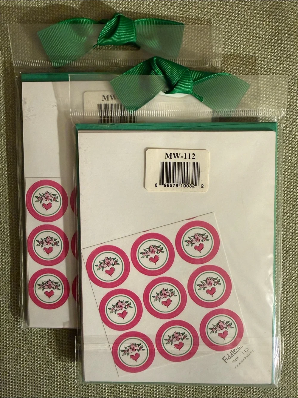 🌞 4/$20 Fiddle-de-de! My Word Stationery Set, Pink & Green Floral Heart- 2 Packs